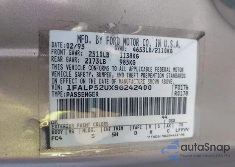 1995 Ford Taurus Gl/Se из США, поврежденный, VIN 1FALP52UXSG242400